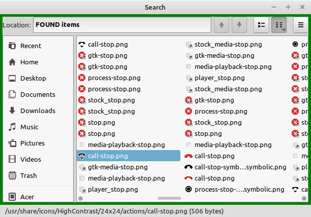 Screenshot of the file manager RFile