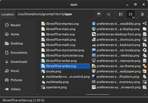 Screenshot of the file manager RFile